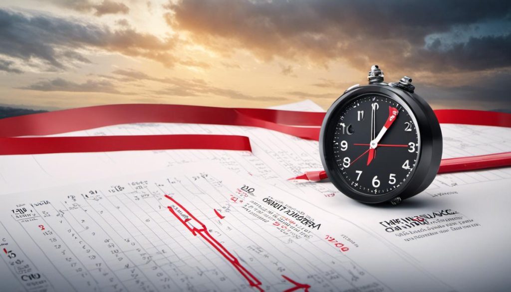 Clock placed on top of a stack of paperwork, symbolizing the importance of timely comprehension of short-term insurance.
